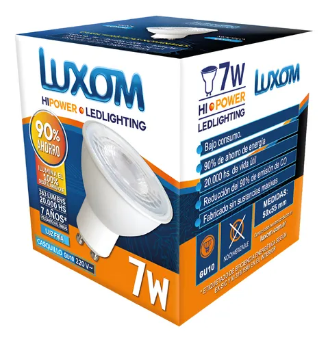 	Lampara dicroica 7w LUZ calida LUXOM