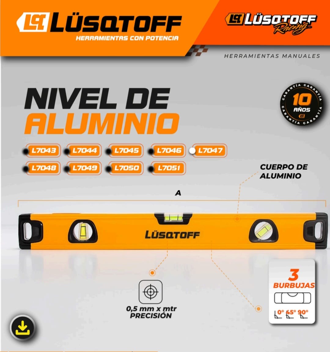 Nivel 60cm lusqtoff aluminio 