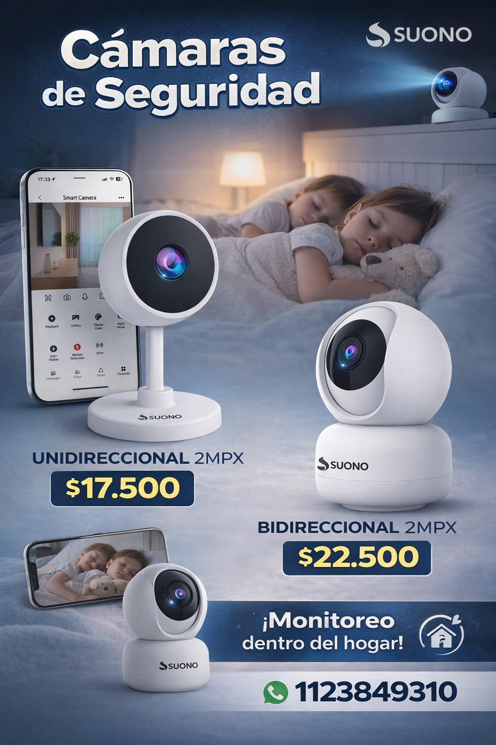 Camara ip wifi bidireccional 2mpx 