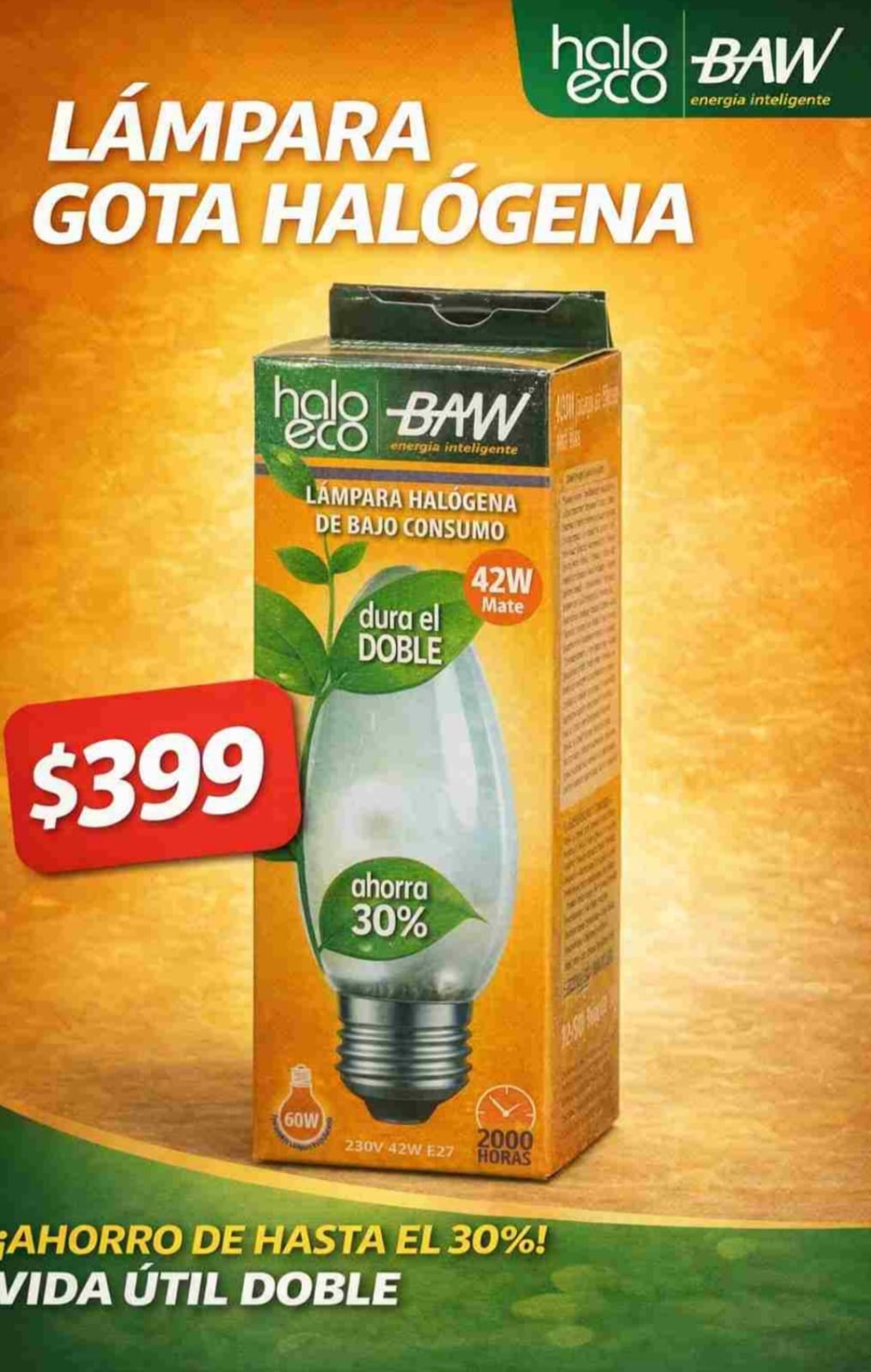 Lampara gota halogena baw 42w